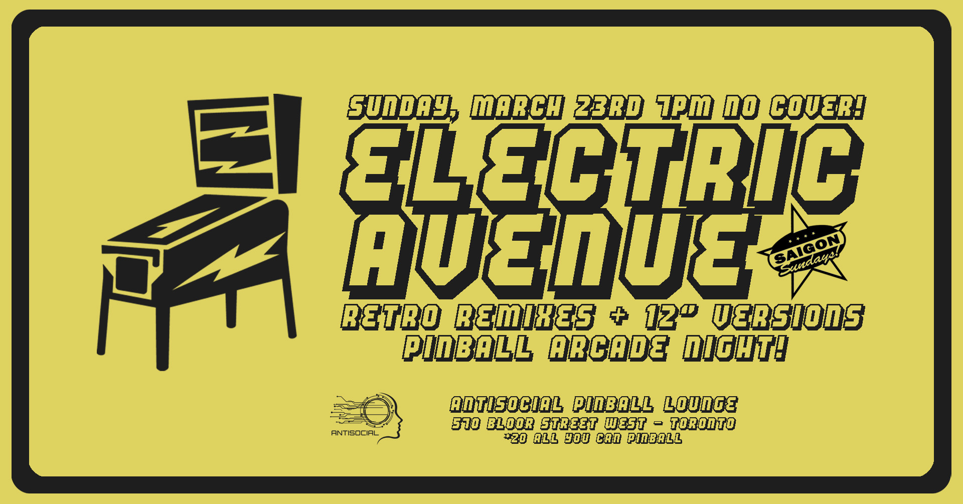 Electric Avenue Pinball Arcade Night